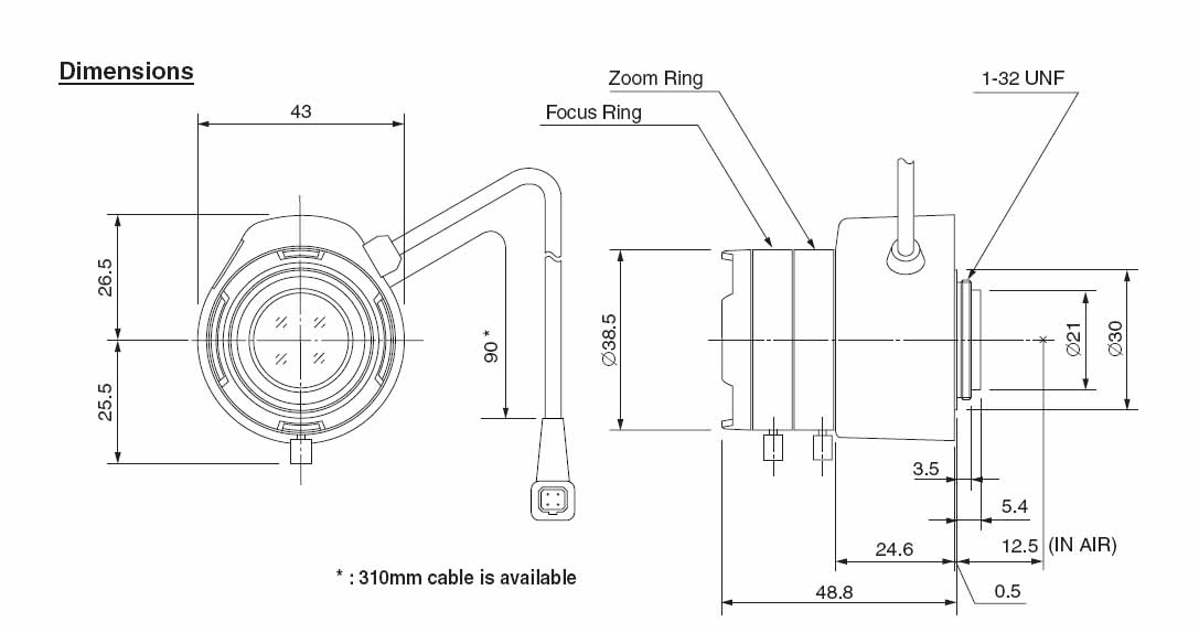 Computar HG3Z4512FCS-IR Lens With Manual Zoom CCTV Camera Lens