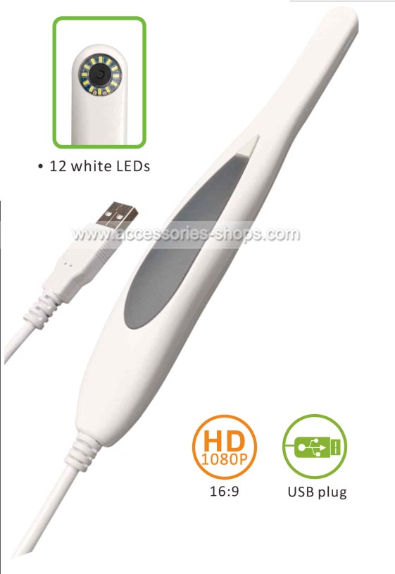 MINI 1080P HD USB Intraoral Camera 30FPS 12 White LEDS Oral Cameras for Checking Decayed Teeth Straight cable/Spring cable