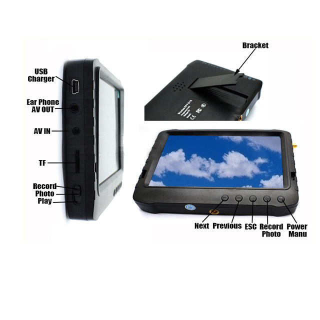 HD 5.8GHz 5inch Wireless Mini Camera DVR Receiver HD Monitor With Sunshade