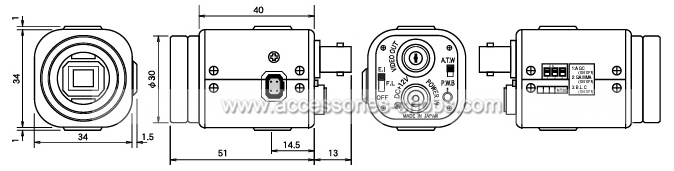 Watec WAT-241 CS Interface 450TVL BLC Color 1/4 CCD Camera