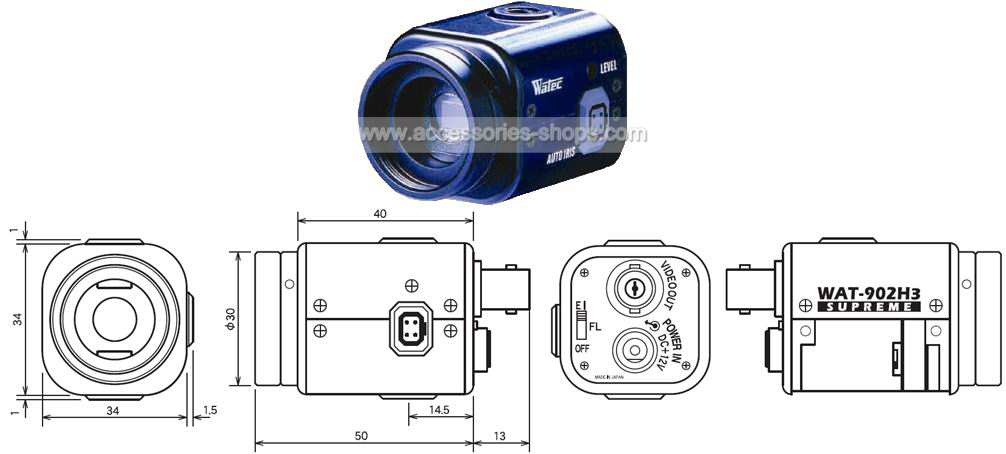 Watec WAT-902H3 570TVL Black-and-White Miniature CCD Camera